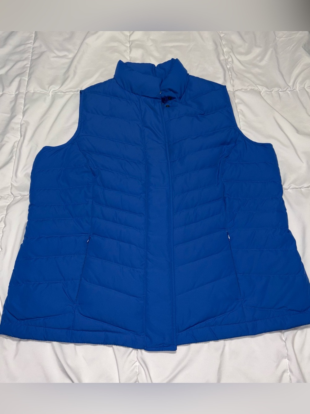 Talbots Down Puffer Vest Womens Size 1X Full Zip Pockets Blue Vest